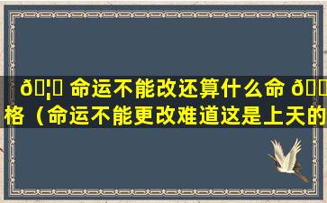 🦟 命运不能改还算什么命 🐴 格（命运不能更改难道这是上天的安排）